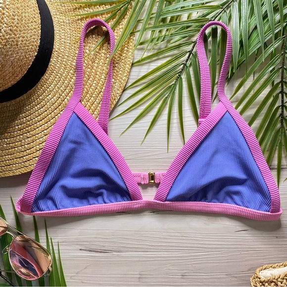 Beach Riot Colorblock Mika Triangle Bikini Top - Picture 1 of 12